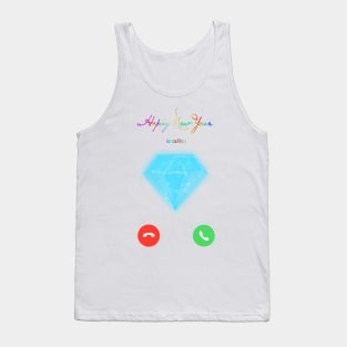 Happy new year is calling, happy holidays, diamond Tank Top